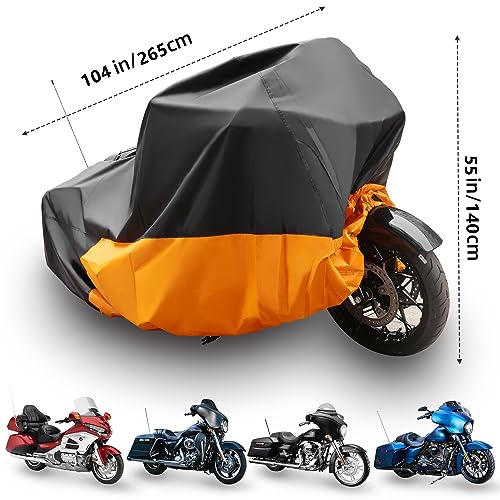 420D Motorcycle Cover Waterproof Outdoor, Fit for Cruiser Models Harley Davidson Iron 883, Fat Boy, Softail Slim, Softail Standard, Street Bob 114, Sport Glide with Storage Bag - size: 104"-Cruiser