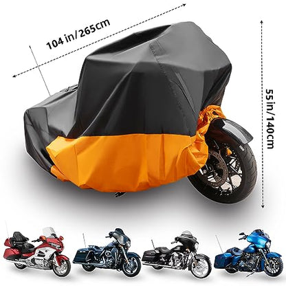 420D Motorcycle Cover Waterproof Outdoor, Fit for Cruiser Models Harley Davidson Iron 883, Fat Boy, Softail Slim, Softail Standard, Street Bob 114, Sport Glide with Storage Bag - size: 104"-Cruiser
