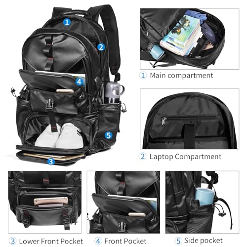 Motorcycle Backpack Waterproof Oxford Fabric, Expandable 50L Capacity with Helmet Holding Pocket, Laptop Compartment, and USB Port, Ideal Gift for Travel