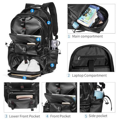 Motorcycle Backpack Waterproof Oxford Fabric, Expandable 50L Capacity with Helmet Holding Pocket, Laptop Compartment, and USB Port, Ideal Gift for Travel