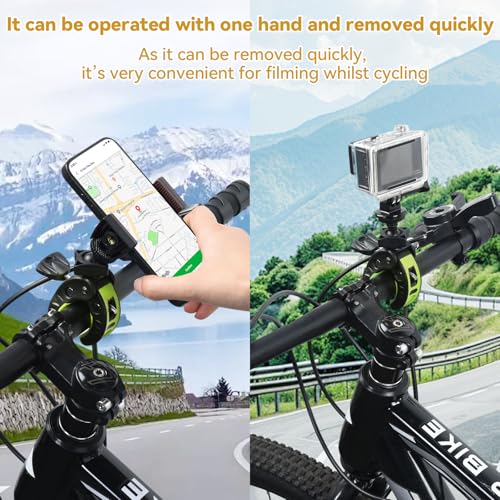 UTEBIT Super Clamp Camera Mount Kit for Gopro, 360° Rotation 1/4 Screw Head Cell Phone Tripod Mount, Adapter Mount Compatible with Action Cam DSLR Bike Motorcycle Handlebar Accessories Black/Green - color: Black + Green