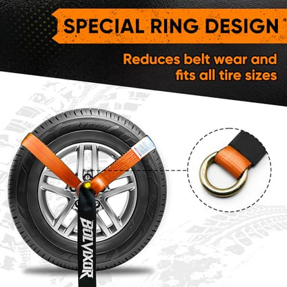 4 Pack Car Tie Down Straps for Trailers - 2" x 96" - 9900LBS Break Strength - Heavy Duty Tire Ratchet Straps with Flat Hooks for Hauling UTV, SUV, Truck, Any Cars - color: Orange