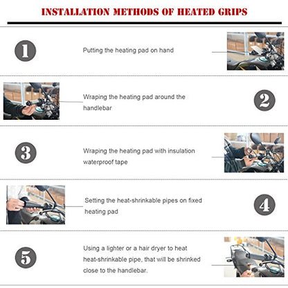 Motorbike Handlebar Heated Grip Kit,12V Winter Heated Grip Pads Inserts Handlebar Hand Warmers Fits Universal Grip ATV