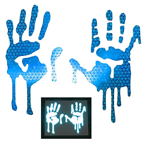 customTAYLOR33 High Intensity Grade Reflective Bloody/Dripping Hands Decals for Helmets, Windscreens, Rear Windows, Bumper Stickers (3 inches Height, Baby Blue) - color: Baby Blue, size: 3" Height (Infant size)