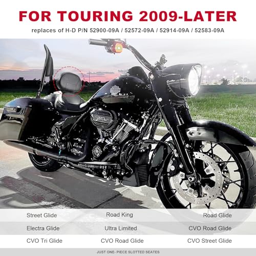1997-2026 Adjustable Driver Rider Backrest compatible with Harley Davidson Touring Street Glide Road Glide Road King Ultra Limited Electra, Stitch Backrest Pad - size: Driver Backrest 1