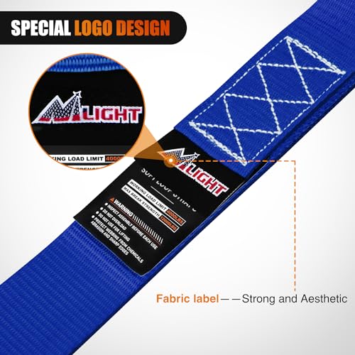 Nilight Soft Loop 1.7”×17" Motorcycle Tie Down Straps Heavy Duty 12000Lbs Max Break Strength for Securing ATV UTV Kayak Moving Cargo (8PK-Blue) - color: Blue