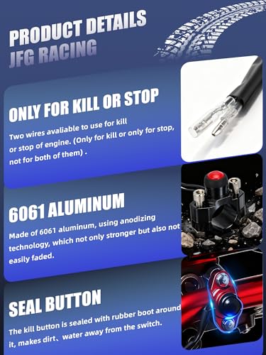 JFG RACING CNC Dirt Bike Engine Stop Start Kill Switch Button CNC with Mounting Backplate Universal for YZ YZF WR TW TTR 125 150 200 250 350 450 660 - Blue - color: Blue, size: Medium