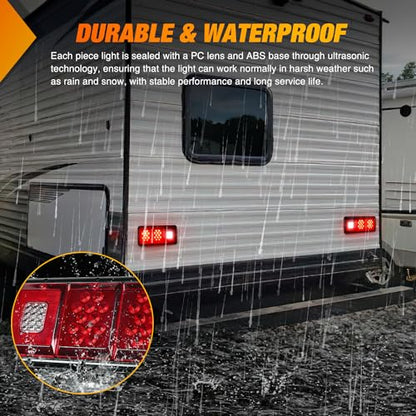 Nilight LED Triple Tail Light 2PCS Rectangle Red Stop Brake Turn Signals White Reverse Back Up Lights Surface Mount Waterproof Trailer Camper Van RV Caravan Taillights - color: Triple Tail Light 36LED 2PCS