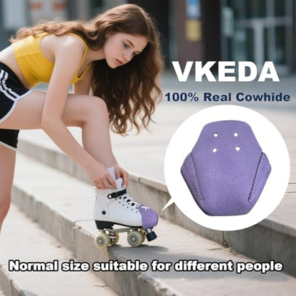 100% Real Cowhide | Toe Cap Guard Protectors | Roller Skate Derby Speed 1 Pair(Purple) - color: Purple