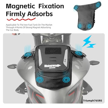 Rhinowalk Motorcycle Fuel Tank Bag, Magnetic Quick Release, Black, One Size, Leg Bag, Waist Pack