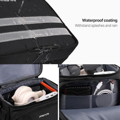 MOSISO Bike Handlebar Bag, Waterproof Handbag Phone Bag with Detachable Shoulder Strap&Rain Cover, Cycling Accessories Tools Pouch Screen Tube Bicycle Bags for Road Mountain Cycling, Black