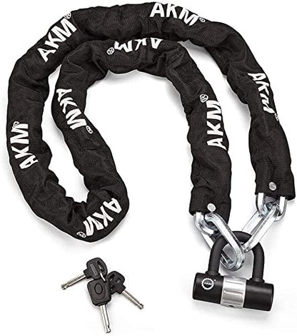 AKM Anti-Theft Motorcycle Chain Lock 180cm/6ft Heavy Duty Bike Chain Lock Durable 12mm Thick Security Bicycle Chain Lock with 4Keys 16mm U Lock Disc Lock for Motorcycles,Containers,Trailers,ATV - size: 6ft/180cm x 12mm Diameter Chain with Lock