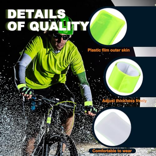 30 Pcs Reflector Band Snap Bracelet, Reflective Arm Bands, High Visibility Slap Safety Bands for Night Jogging Cycling Running Night Working Hiking