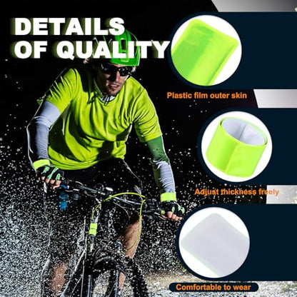 30 Pcs Reflector Band Snap Bracelet, Reflective Arm Bands, High Visibility Slap Safety Bands for Night Jogging Cycling Running Night Working Hiking