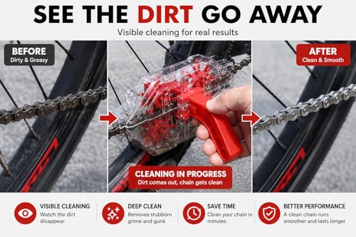 Bike Chain Cleaner Tool for Bicycle Chains, Road and MTB Bikes | Easy-to-Use, Transparent Design, Deep Cleaning, Road & MTB Bikes