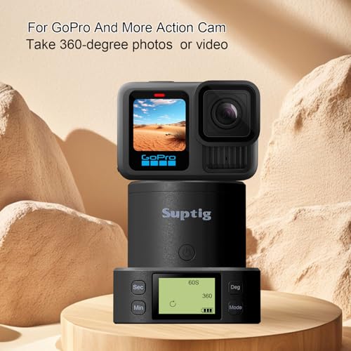 Suptig 360 Degree Tripod Adapter Mount Compatbile for Gopro, Phone Take Photo Or Video, Handle Fan and Product Display Rotation.