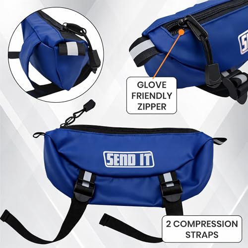 Waterproof Dirtbike Handlebar Bag | Compact Motorcycle Handle Bar Storage Pouch | Universal Fit Dirt Bike Bag for Trail & Adventure Riding | Durable Surron Bar Bag - Blue - color: Blue
