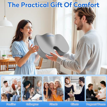 CushZone Seat Cushion, Office Chair Cushions, Car Seat Cushion, Non-Slip Sciatica & Back Coccyx Tailbone Pain Relief Chair Pad, Memory Foam(Light Grey) - color: Light Grey, size: Large