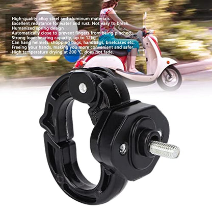 Estink Electric Scooter Front Claw Hook, Alloy Steel & Aluminum Motorcycle Hanger for Helmet & Bag Storage, 26.5 lb Load Bearing & Auto Lock Design for Safer Riding (Black)