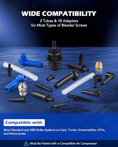 Orion Motor Tech 3L Vacuum Brake Bleeder Kit, Pneumatic Brake Fluid Bleeder Kit with 3.2 qt Brake Fluid Extractor 1L Refilling Bottle 18 Adapters, One Person Brake Bleed Fluid Pump Brake Bleeding Tool - size: 3L Standard Set