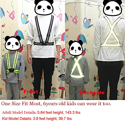 Generic Leeshow 2 Pieces Hi Viz Strap Vest,One Size Fit All Elastic High Visible Reflective Safety Gear for Walking the Dog, Night Runs, Jogging, Biking, Racing Motorists, Hunting (Black&fluorescent)