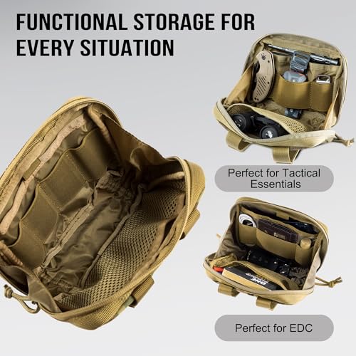 OneTigris MOLLE Pouch, Tactical Admin Pouch Belt EDC Tool Organizer Zippered Utility Waist Pack 7.5"x5"x2" - color: Camocolor