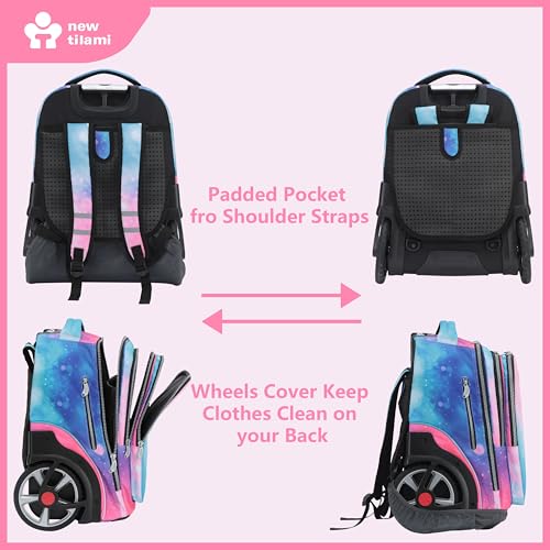 NEW TILAMI 20" Rolling Backpack for Teens Adults, Climbing Stairs Waterproof Backpack with Wheels for School Business Trave Camping with Laptop Compartment, Fit 17 Inch Laptop, Pop Gradient - color: Pop Gradient