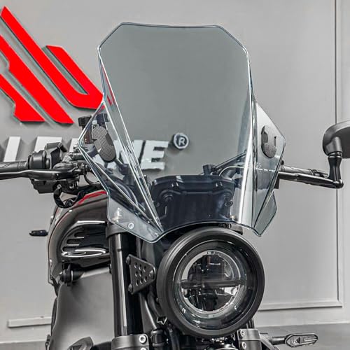 Motorcycle Universal Windshield Windscreen Air Wind Spoiler Deflector Windproof Protector Fit for Honda Yamaha Suzuki Kawasaki BMW Fits 7/8" 1" 1 1/8" Handlebars (Light Smoke) - color: Light Smoke
