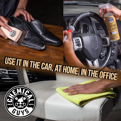 Chemical Guys Leather Cleaner and Conditioner Kit - 2 Bottles (4 oz Each), Car Cleaner and Conditioner, Safely Cleans & Conditions Leather Car Interiors, Furniture, Shoes, Boots, Bags, Apparel & More - style: 4 Fl Oz KIT