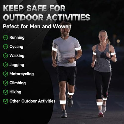 2 Pcs Reflective Bands for Night Running Walking Elastic Ankle Straps, Arm/leg Safety Wrist Band for Outdoor Sports