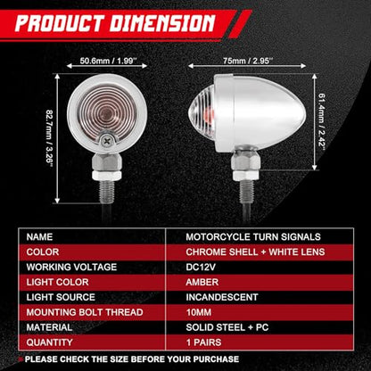 INNOGLOW Motorcycle Turn Signal Lights 2pcs Bullet Front Rear Turn Signals Indicator Blinkers Amber Lights Fits for Harley Suzuki Kawasaki - color: Style-4