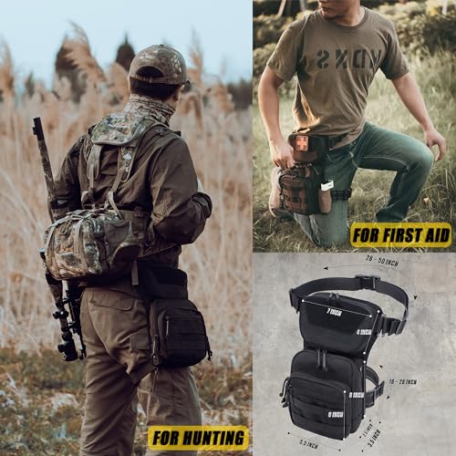 Tactical Drop Leg Bag Utility Pouch Molle Pack for Outdoor Motorcycle Cycling Hunting Hiking with CCW Gun Holster - color: Black