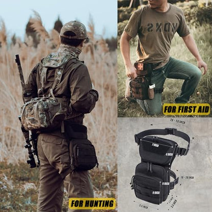 Tactical Drop Leg Bag Utility Pouch Molle Pack for Outdoor Motorcycle Cycling Hunting Hiking with CCW Gun Holster - color: Black