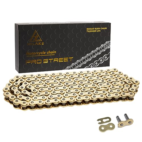 428H Motorcycle Chain 122 Links, Heavy Duty Reinforced Drive Chain, Rust-Resistant, Pre-Oiled, Standard Non O-Ring, Includes 4Pcs Master Link - size: 428H-122L