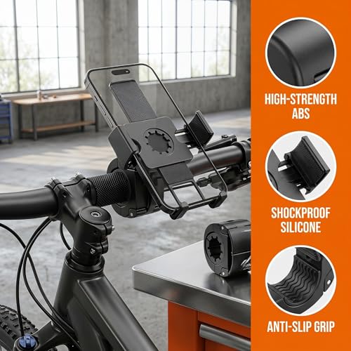 2 Pack Universal Aluminum Bike Phone Mount Anti-Shake Motorcycle Cell Holder for Phones CNC Metal Handlebar Bracket for Road & Mountain Bikes-Black - color: Black