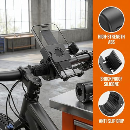 2 Pack Universal Aluminum Bike Phone Mount Anti-Shake Motorcycle Cell Holder for Phones CNC Metal Handlebar Bracket for Road & Mountain Bikes-Black - color: Black