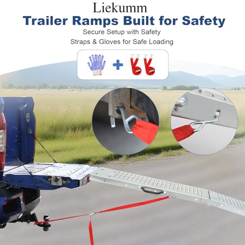 LIEKUMM 66" ATV Ramps 2-Pack, 880 lbs Heavy Duty Loading Ramps for Pickup Trucks, Folding Truck Ramps for Trailer & Lawn Mower - size: 66"L x 9"W（2pcs）