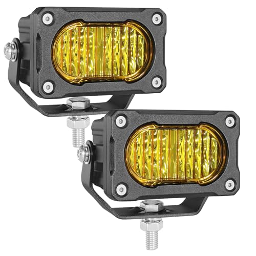 Yellow LED Pods 2Pcs 40W 3 Inch Yellow Flood Ditch Light Pod Lights Fog Lights small Amber light pods Off Road Driving for Trucks Motorcycle UTV Dirt Bike Surron - color: Yellow Flood Lights