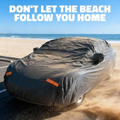 Mockins 190"x75"x47" Midsize Sedan Car Cover Waterproof All Weather Fit | Dual-Layer 250G PVC + Cotton Indoor & Outdoor Car Covers for Automobiles | Heavy Duty Full Exterior Covers with Strap & Bag - size: Sedan - Medium - 190" x 75" x 47"