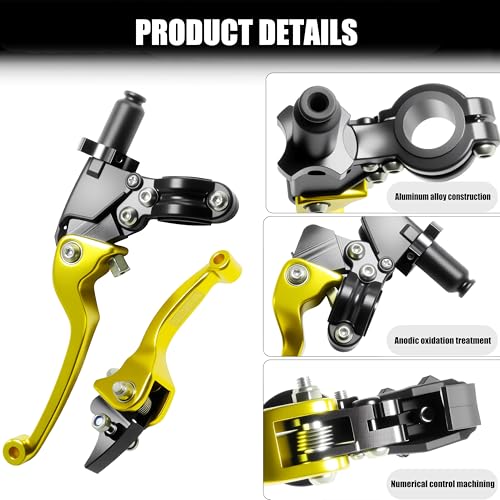 7/8inch 22mm Universal Motorcycle Clutch Brake Lever Folding Levers for 50/110/125/140/150cc Dirt Pit Bike SSR RFZ 125 DBX18/19 Xpro Coolster Thumpstar Baja Apollo (Gold) - color: Gold