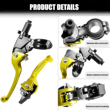 7/8inch 22mm Universal Motorcycle Clutch Brake Lever Folding Levers for 50/110/125/140/150cc Dirt Pit Bike SSR RFZ 125 DBX18/19 Xpro Coolster Thumpstar Baja Apollo (Gold) - color: Gold