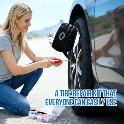 72Pcs Screw in Tire Plugs Kit Tire Repair Rubber Nail Kit Tire Repair Kit Tire Plugs Screw Type Flat Tire Screw Plugs Repair Kit Self Sealing Tire Repair Screws Quick Fix with Screw Tire Plugs Kit
