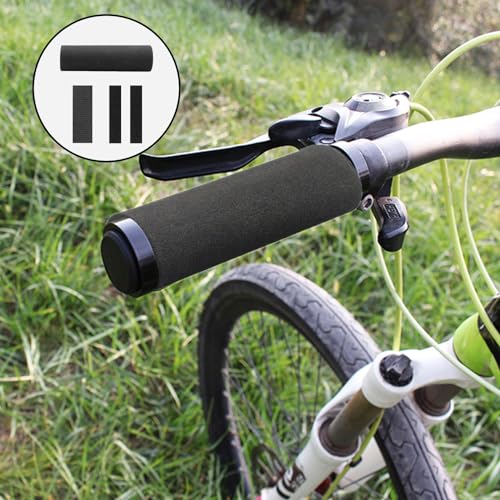4Pcs Foam Handle Cover, NBR Rubber Grip, 4.3 Inch Tubing, Comfortable Grips for Fitness, Home, Lawn, Bicycle, Motorbike Handlebar Replacement (Black)