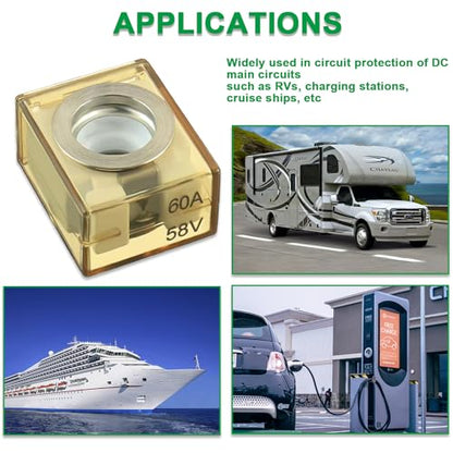 Terminal 60 AMP Marine Rated Battery Fuse 58V DC Max IP66 Waterproof MRBF 60A - style: 60A