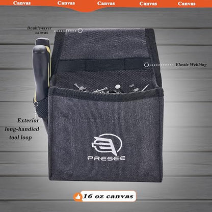Canvas Tool Belt Pouch Fastener Tool Pouch Small Tool Pouches Flatfit Pocket Utility Pouch Tool Holster Nail Screw Pouch Bag for Electrician, Carpenter, Black, Pack of 1 - color: 1 Pack Black