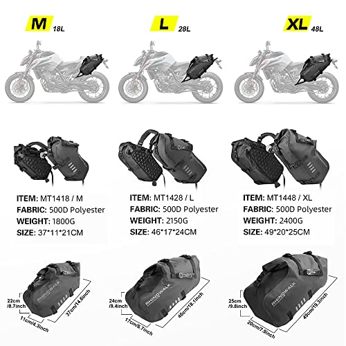 Rhinowalk Motorcycle Saddle Bags Waterproof Motorbike Panniers Motor Side Bag 48L (24L*2) Powersports Saddle Bag for Most Motorcycles Black, 1 Pair - size: 48L