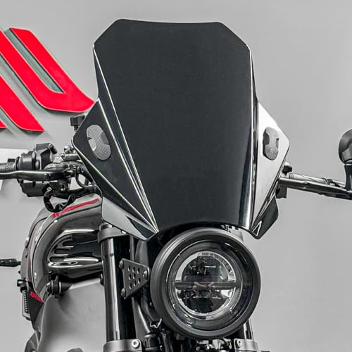 Motorcycle Universal Windshield Windscreen Air Wind Spoiler Deflector Windproof Protector Fit for Honda Yamaha Suzuki Kawasaki BMW Fits 7/8" 1" 1 1/8" Handlebars (Smoke) - color: Smoke
