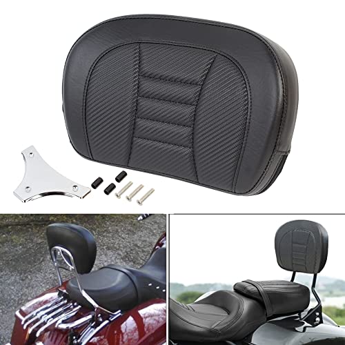 Passenger Backrest Pad,Sissy Bar Pad for Harley Touring Electra Glide Road Glide Road King Street Glide Softail Heritage Classic, Black Stitching - color: Black Stitching
