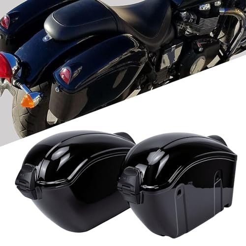 Motorcycle Saddle Bag, 22L Hard Shell Detachable Side Case with Lock and Red Turn Signals for Most Cruiser Sportbike Touring Bikes