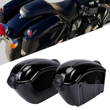 Motorcycle Saddle Bag, 22L Hard Shell Detachable Side Case with Lock and Red Turn Signals for Most Cruiser Sportbike Touring Bikes